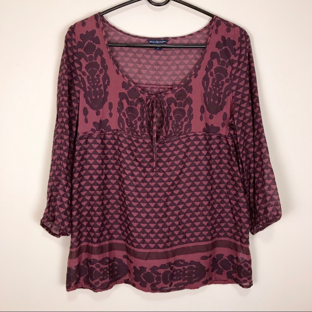 AEO | Beachy Purple Patterned Tunic Top